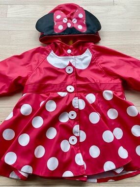 Western Chief Red & White Polka Dot Hooded Raincoat with Minnie Ears
